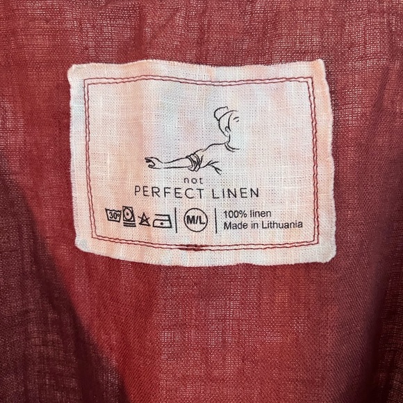 Not Perfect Linen Terracotta Smock Midi Dress in M/L - Picture 6 of 8